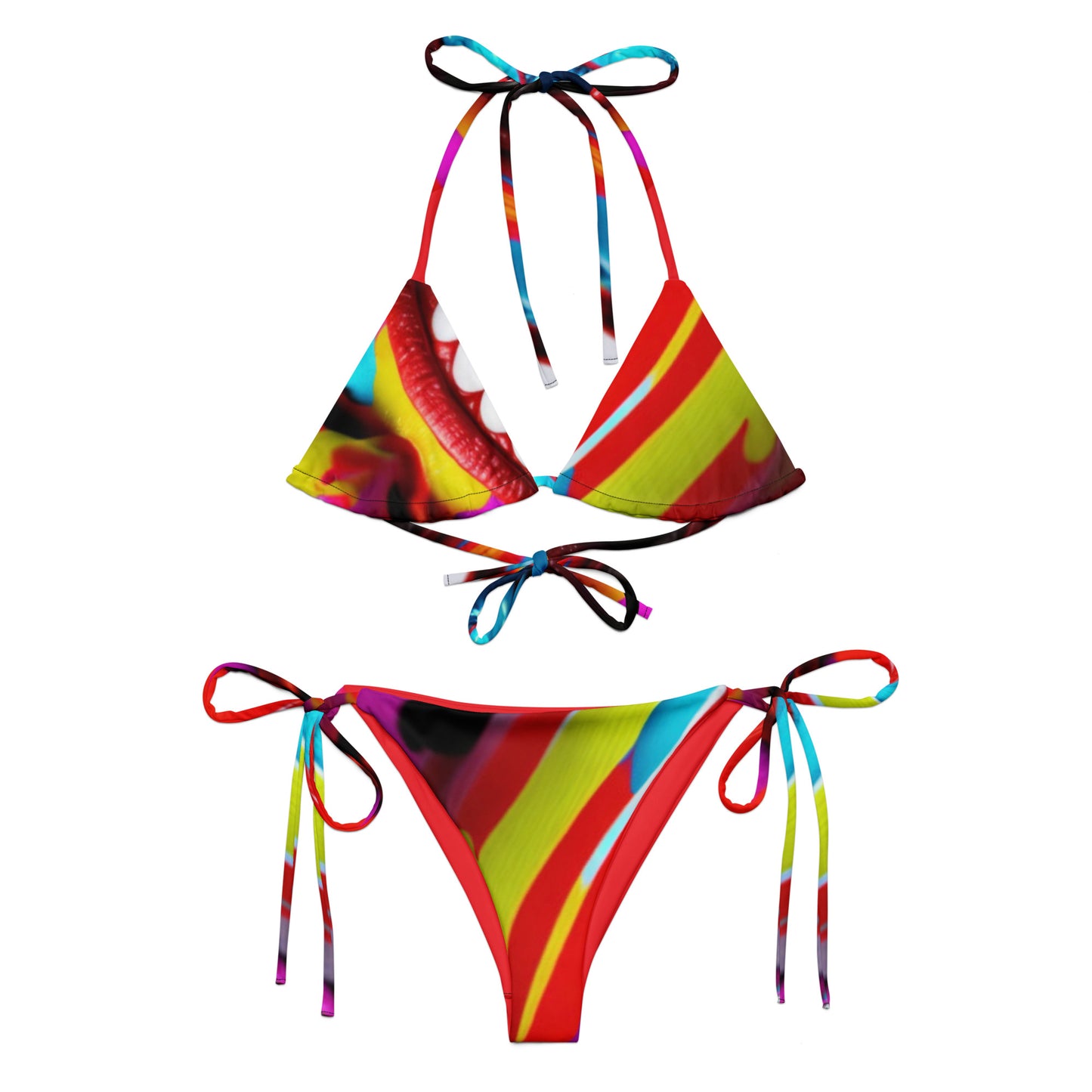 All-over print recycled string bikini