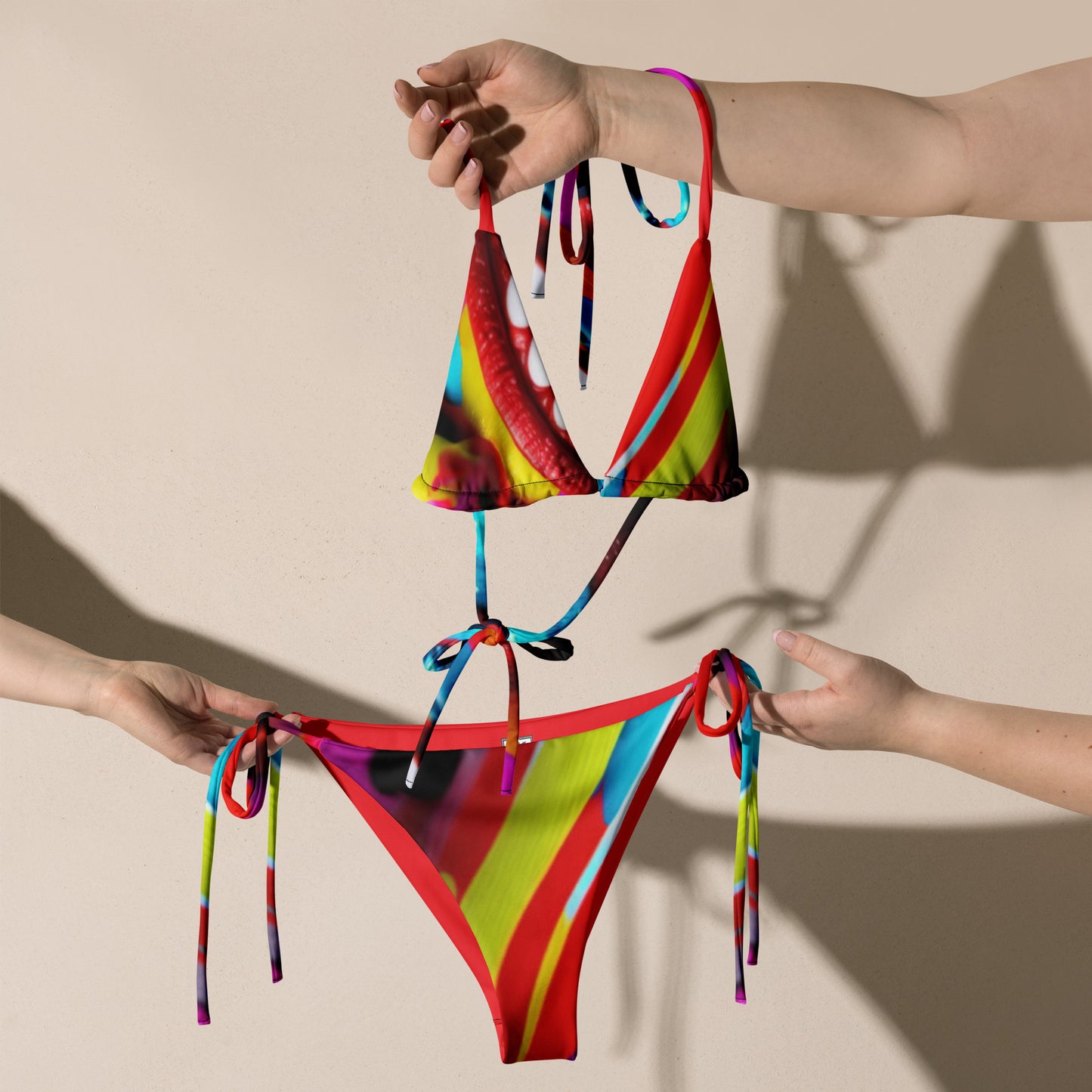 All-over print recycled string bikini