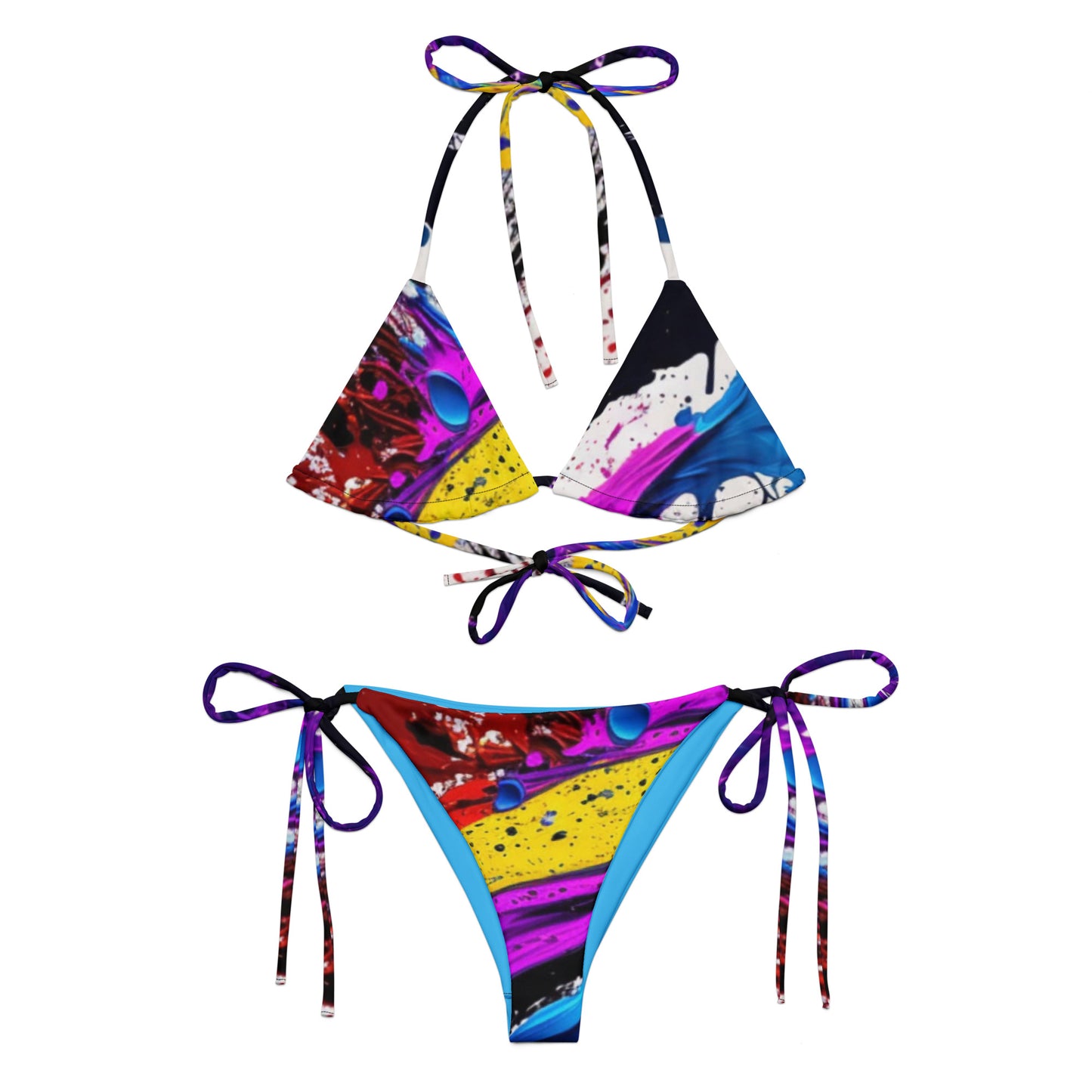 All-over print recycled string bikini