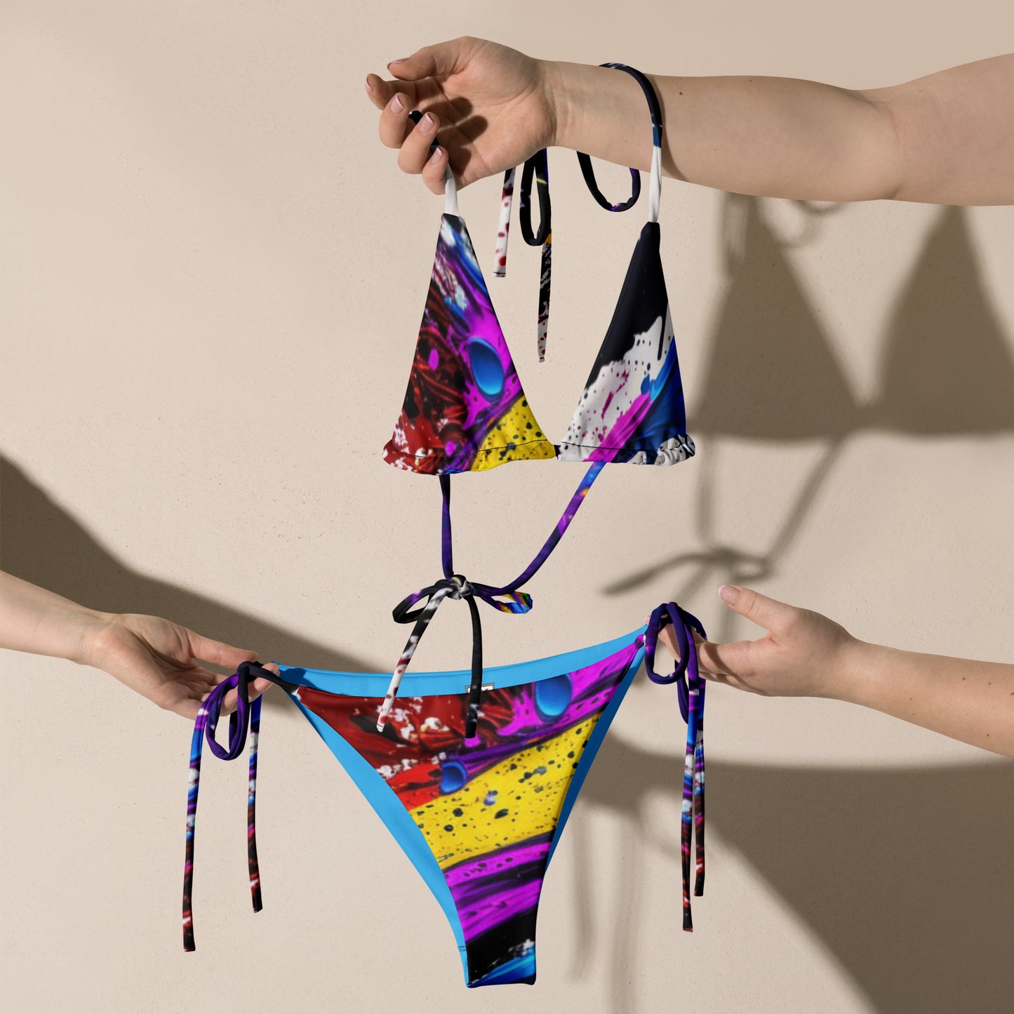 All-over print recycled string bikini