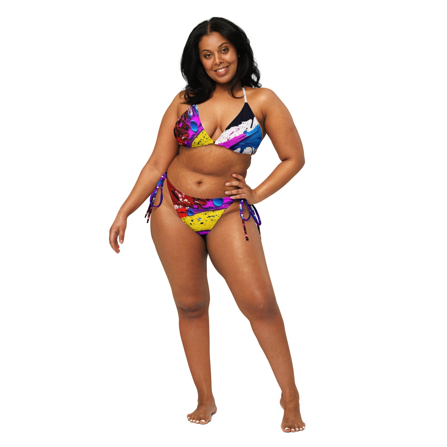 All-over print recycled string bikini