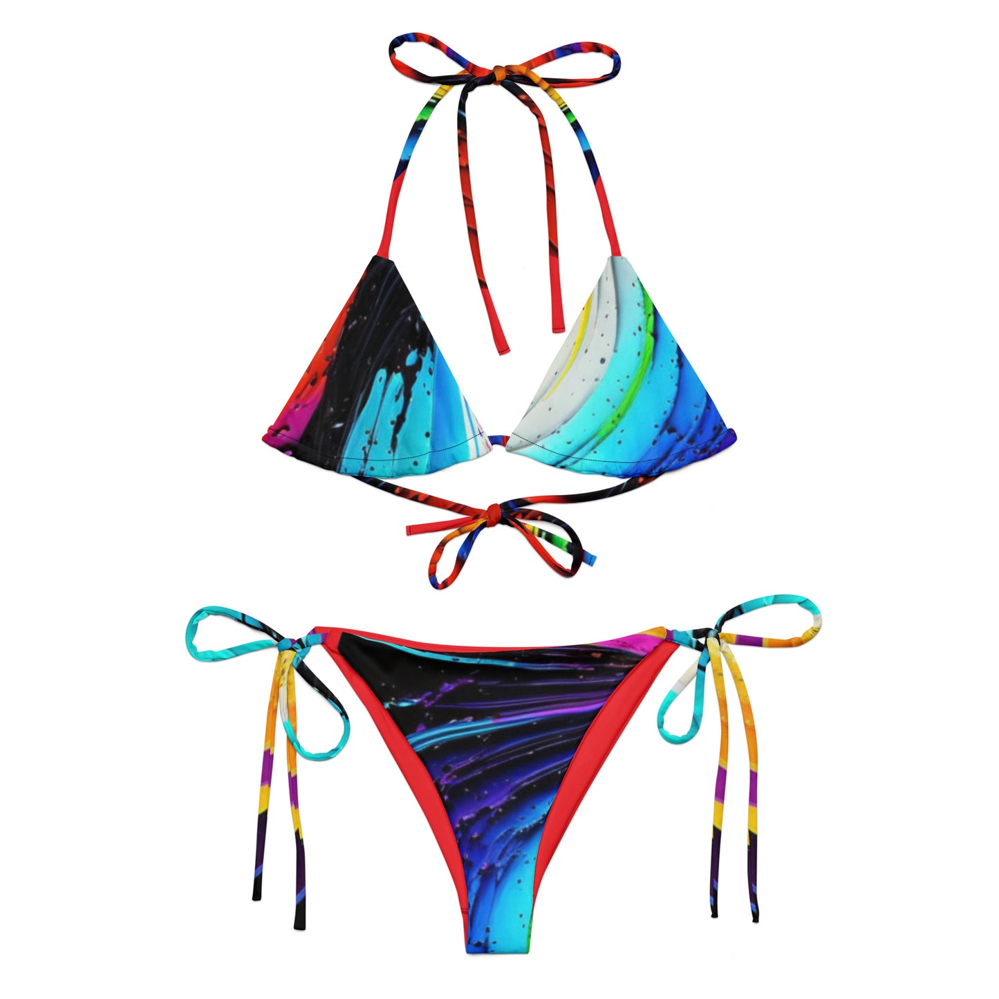 All-over print recycled string bikini