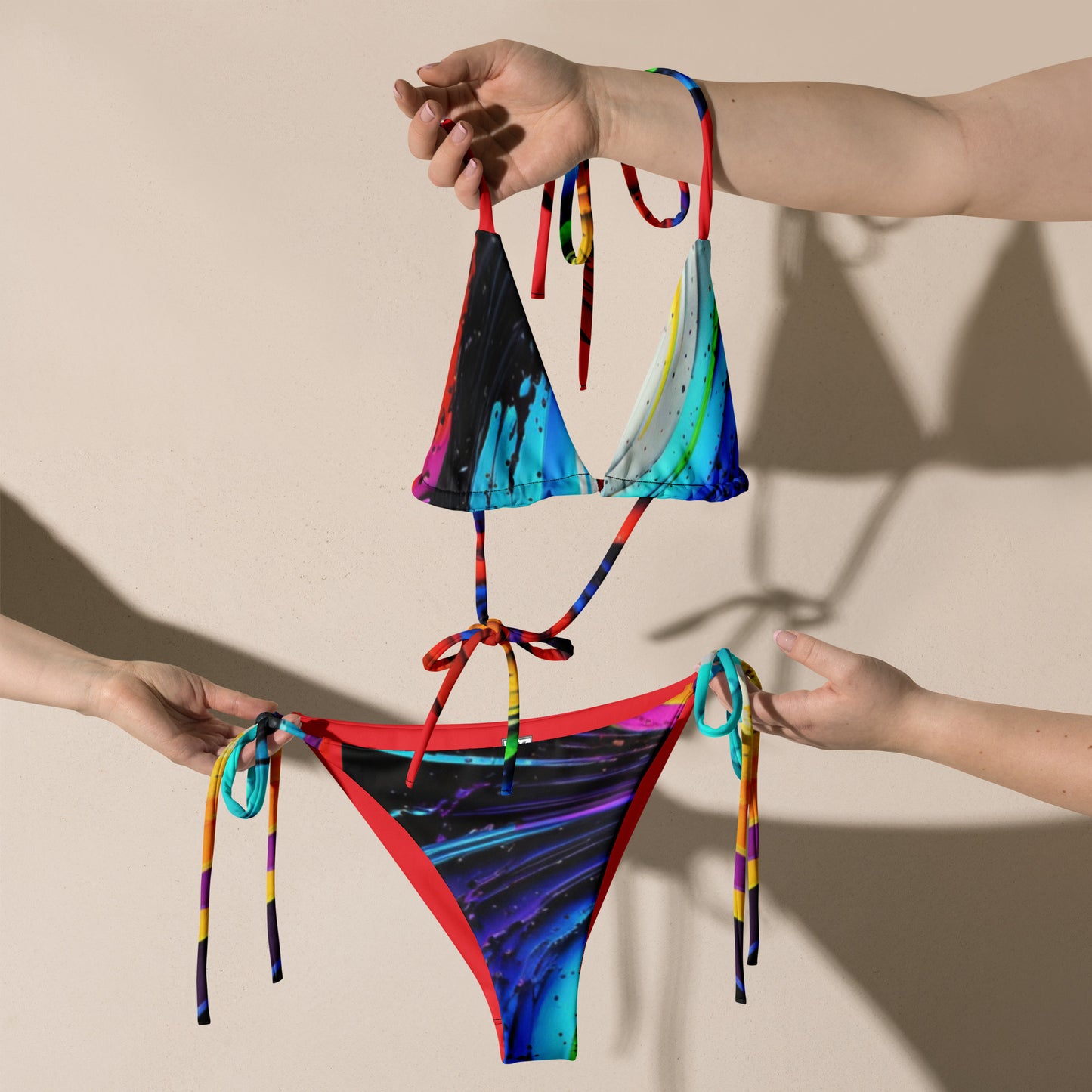 All-over print recycled string bikini